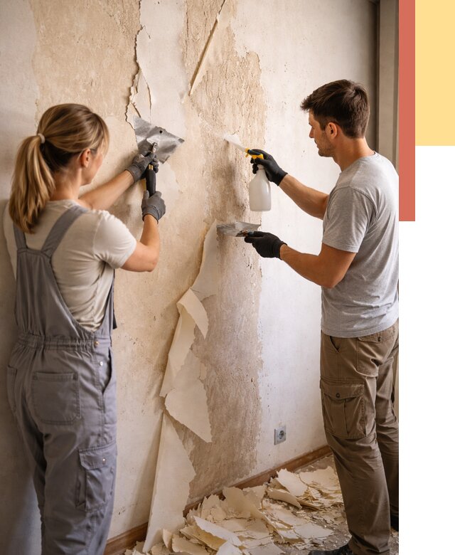 Снятие старых обоев в Аксае от 5332 руб. под ключ недорого | ОТДЕЛОЧНИК-Акс