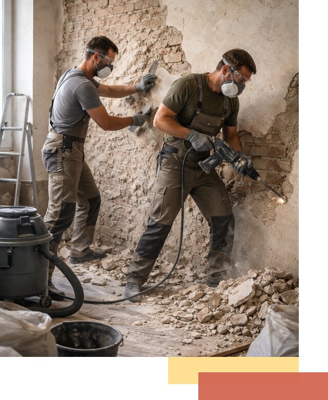 Демонтаж штукатурки со стен в Аксае быстро и аккуратно