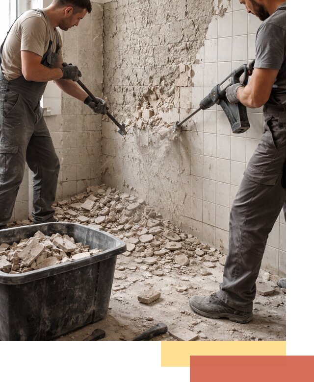 Демонтаж плитки со стен в Аксае быстро и аккуратно