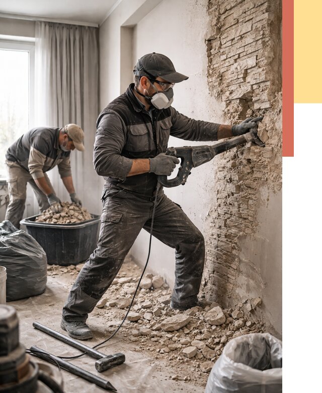 Демонтаж декоративного камня в Аксае от 1473 руб/м² — быстро и недорого | ОТДЕЛОЧНИК-Акс