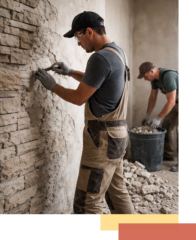 Демонтаж декоративного камня в Аксае профессионально и безопасно