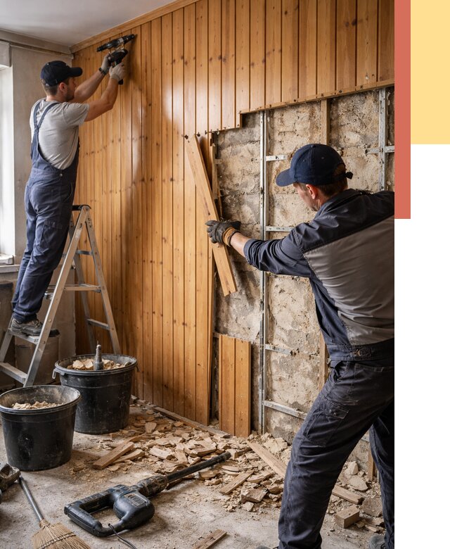 Демонтаж вагонки со стен в Аксае от 1473 руб. — снятие, удаление, срочно | ОТДЕЛОЧНИК-Акс