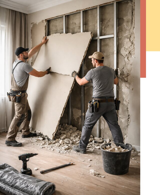 Демонтаж гипсокартона со стен в Аксае от 355 руб. — услуги демонтажа | ОТДЕЛОЧНИК-Акс