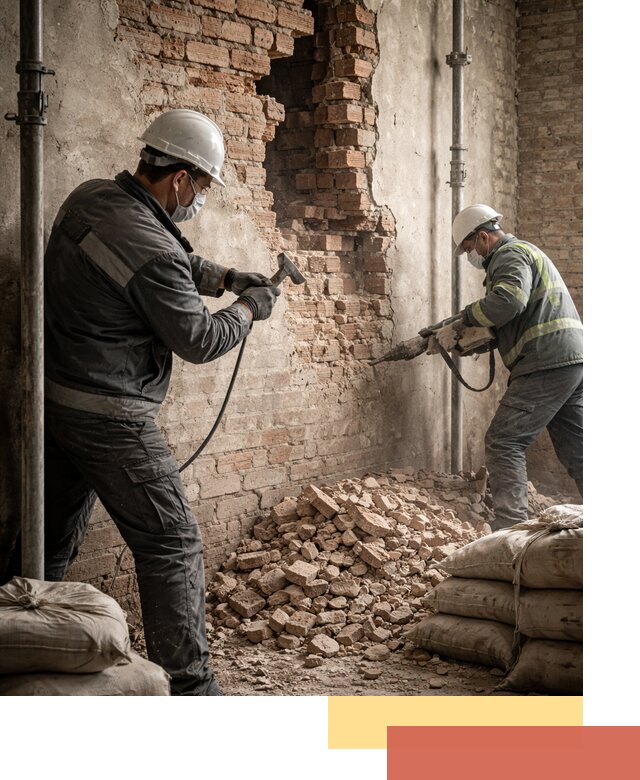 Демонтаж кирпичных стен в Аксае быстро и безопасно