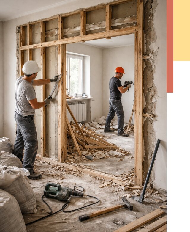 Демонтаж деревянных перегородок в Аксае от 3250 руб. — быстро и недорого | ОТДЕЛОЧНИК-Акс