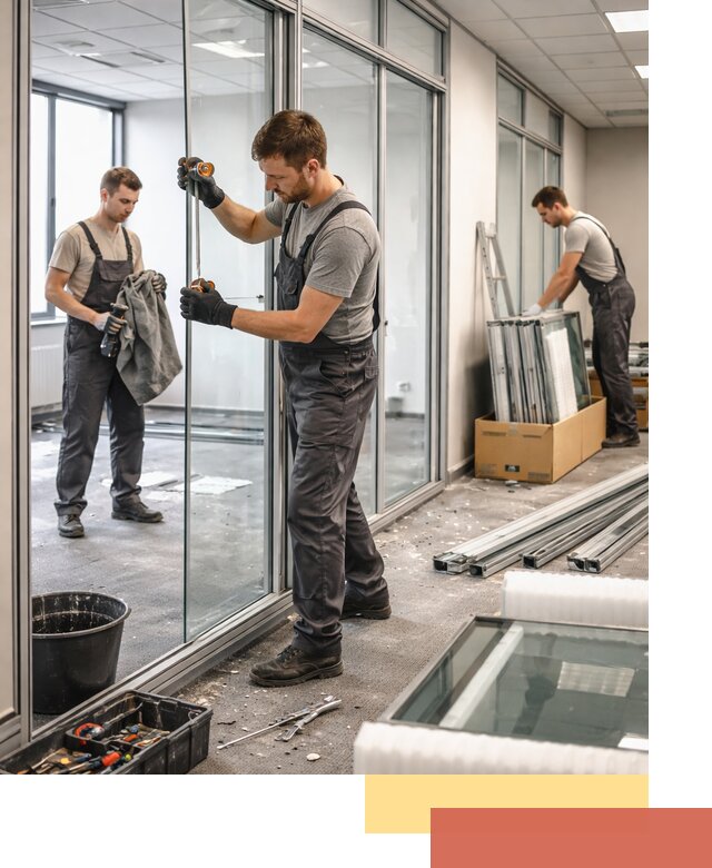 Демонтаж стеклянных перегородок в Аксае быстро и безопасно