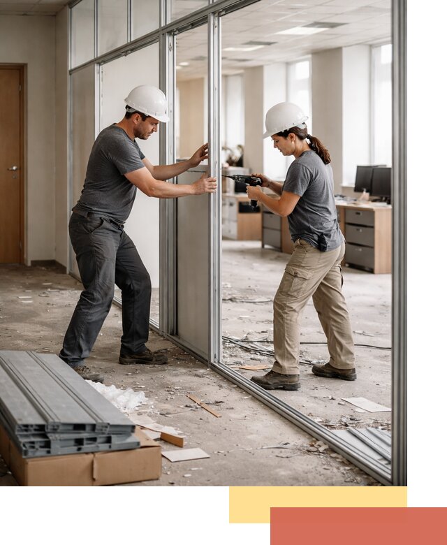 Демонтаж алюминиевых перегородок в Аксае быстро и аккуратно