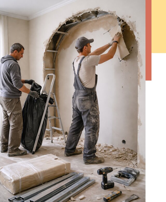 Демонтаж арки из гипсокартона в Аксае от 3555 руб. — услуги под ключ | ОТДЕЛОЧНИК-Акс