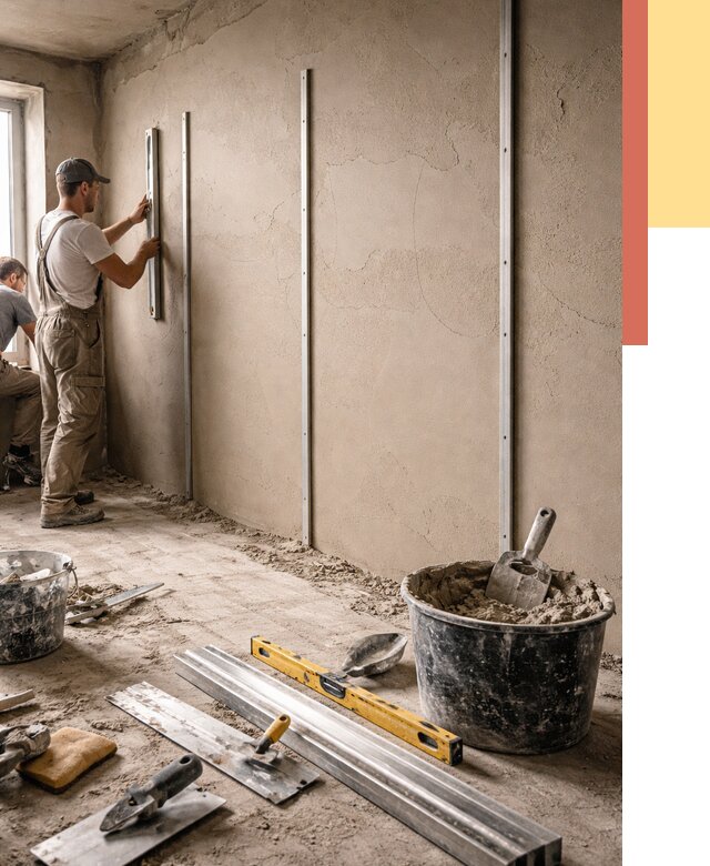 Штукатурка стен по маякам в Аксае от 5586 руб./м² — выравнивание под ключ | ОТДЕЛОЧНИК-Акс