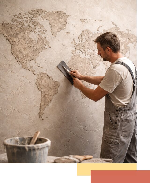 Декоративная штукатурка «Карта мира» под ключ в Аксае