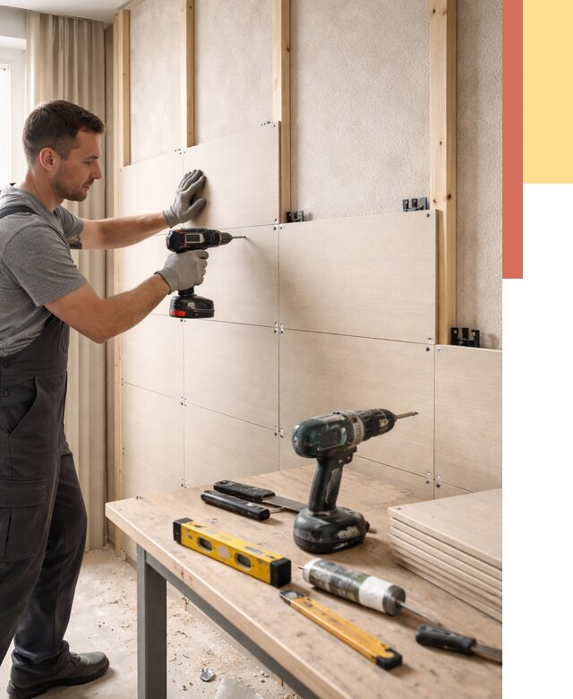 Монтаж МДФ панелей на стены в Аксае от 1270 руб. под ключ | ОТДЕЛОЧНИК-Акс