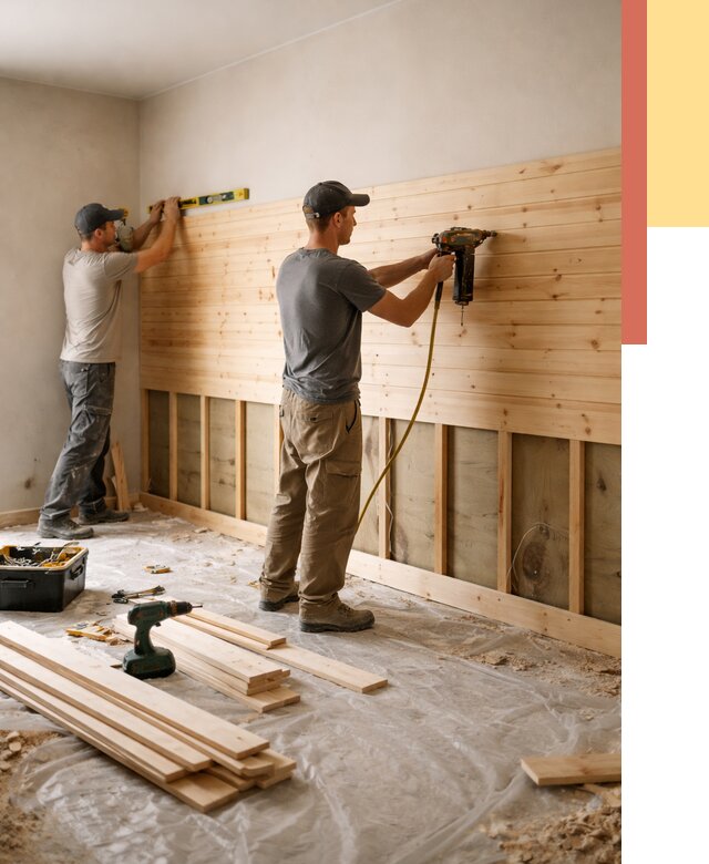 Монтаж деревянной вагонки на стены в Аксае от 7618 руб. | Услуги монтажа вагонки | ОТДЕЛОЧНИК-Акс