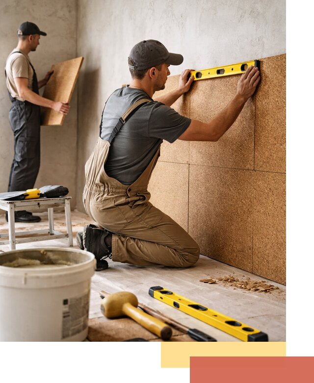 Монтаж пробковых панелей на стены в Аксае быстро и качественно