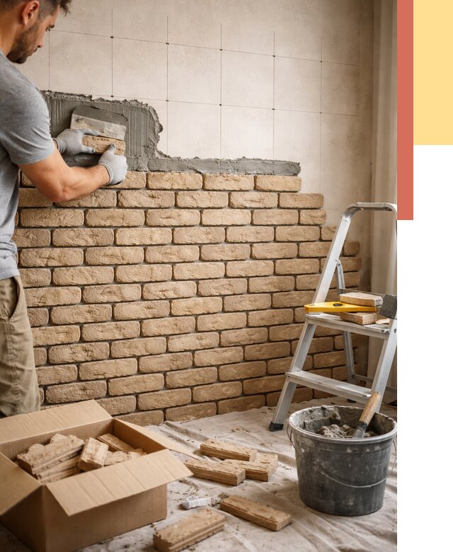 Монтаж декоративного кирпича в Аксае от 3250 руб./м² — быстро и недорого | ОТДЕЛОЧНИК-Акс