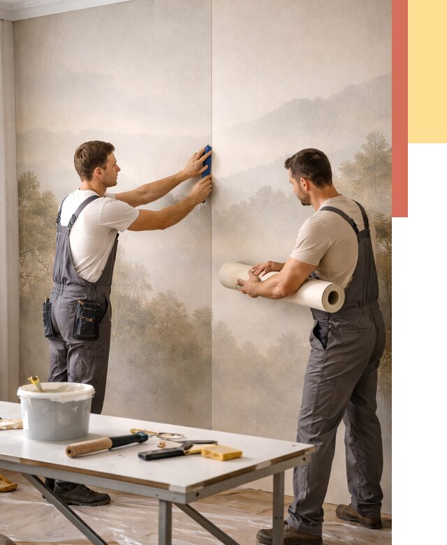 Поклейка фотообоев в Аксае от 8633 руб/м² — быстро и недорого | ОТДЕЛОЧНИК-Акс