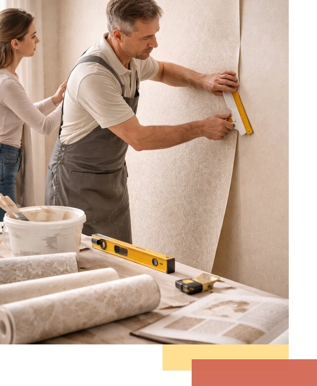 Поклейка обоев с подбором рисунка в Аксае