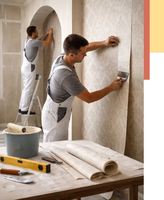 Поклейка обоев на сложные стены в Аксае от 2844 руб. под ключ | ОТДЕЛОЧНИК-Акс