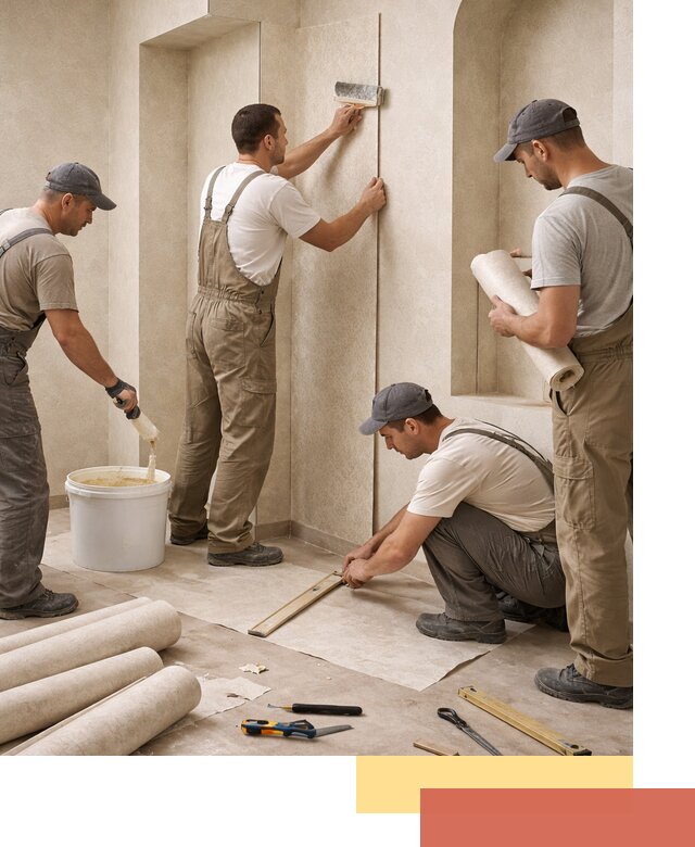 Поклейка обоев на сложные стены и неровные поверхности в Аксае