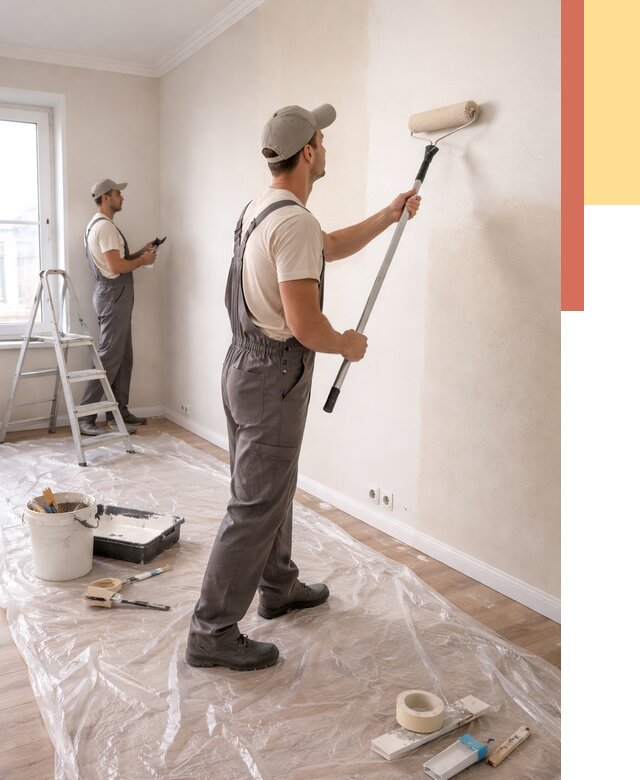 Покраска стен акриловой краской в Аксае от 3555 руб./м² — быстро и недорого | ОТДЕЛОЧНИК-Акс