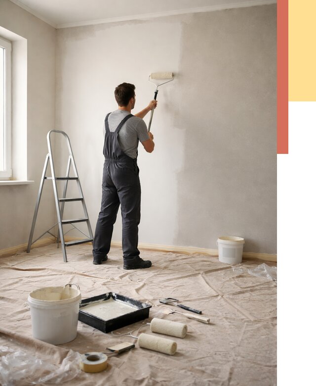 Покраска стен моющейся краской в Аксае от 355 руб./м² — быстро и недорого | ОТДЕЛОЧНИК-Акс