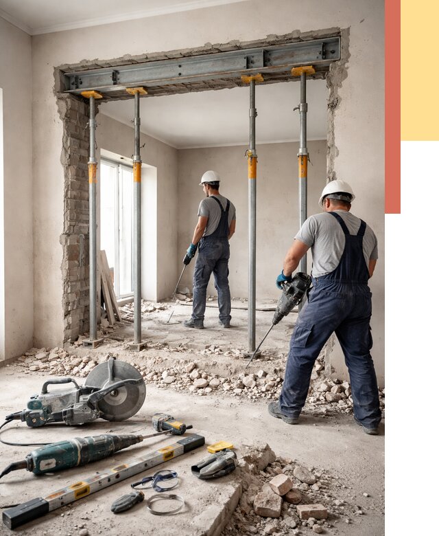 Прорезка проема в стене в Аксае от 4571 руб. — быстро и недорого | ОТДЕЛОЧНИК-Акс