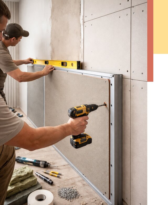 Шумоизоляция стен панелями ЗИПС в Аксае от 2235 руб./м² под ключ | ОТДЕЛОЧНИК-Акс