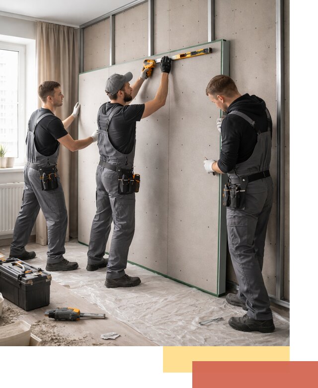 Шумоизоляция стен панелями ЗИПС в Аксае для жилых и коммерческих помещений