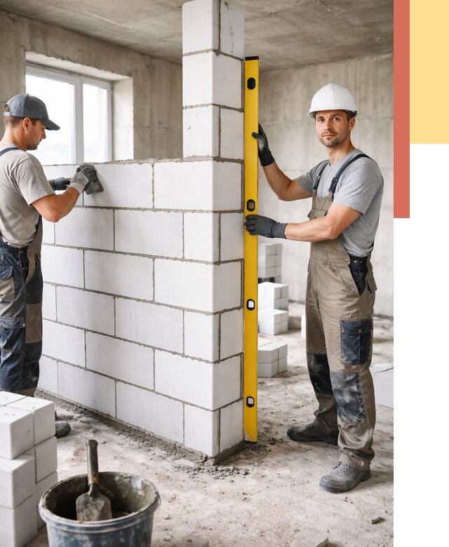 Кладка перегородок из пеноблока в Аксае от 1828 руб. под ключ | ОТДЕЛОЧНИК-Акс