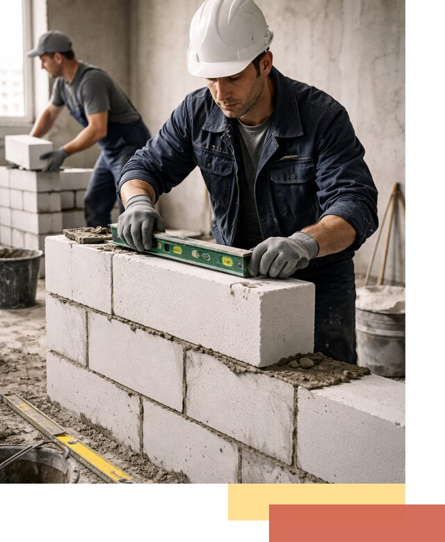 Кладка перегородок из пеноблока под ключ в Аксае