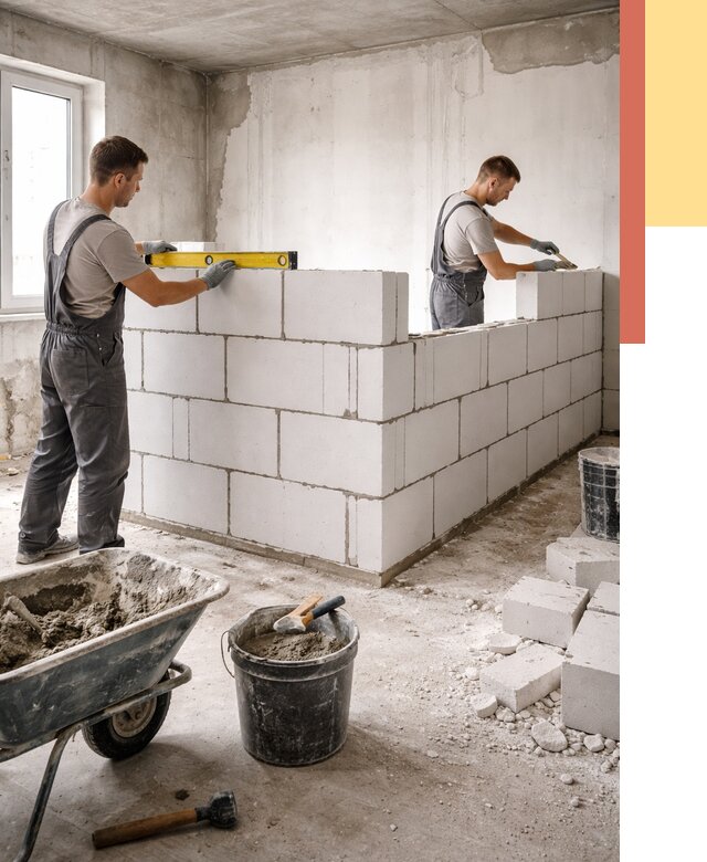 Кладка перегородок из ПГП в Аксае от 2539 руб./м2 — монтаж и возведение под ключ | ОТДЕЛОЧНИК-Акс