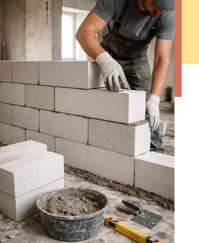 Кладка перегородок из силикатного блока в Аксае от 4063 руб. под ключ | ОТДЕЛОЧНИК-Акс