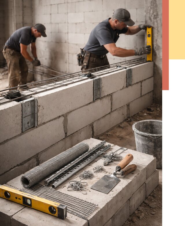 Армирование кладки перегородок в Аксае от 762 руб. под ключ | ОТДЕЛОЧНИК-Акс