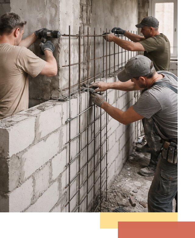 Армирование кладки перегородок в Аксае профессионально и надёжно