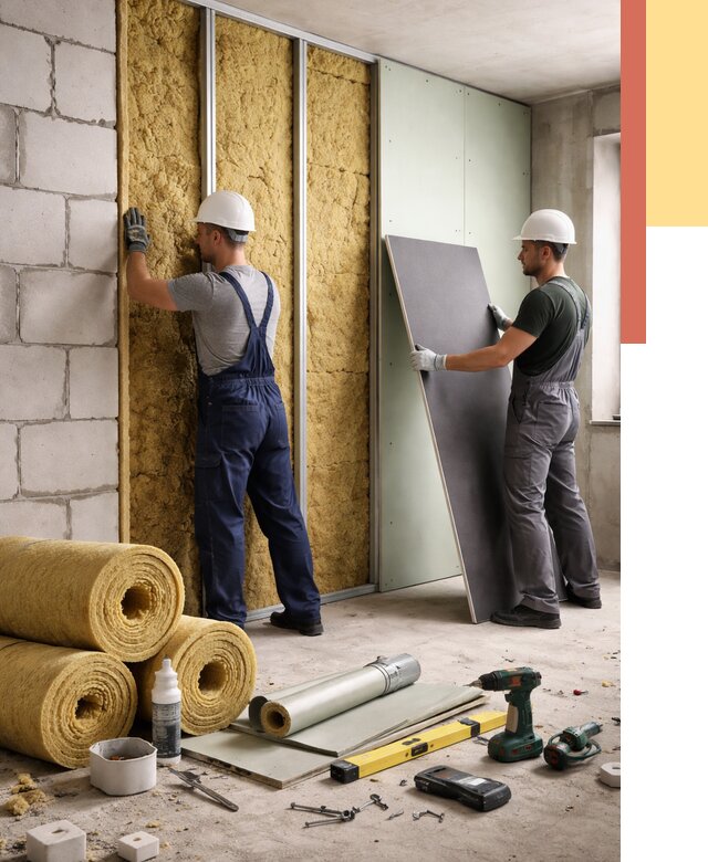 Шумоизоляция перегородок из блоков в Аксае от 1879 руб./м² — быстро и недорого | ОТДЕЛОЧНИК-Акс