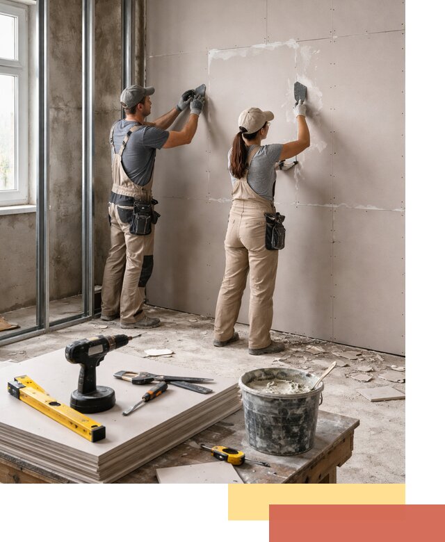 Монтаж двухслойной перегородки из гипсокартона в Аксае