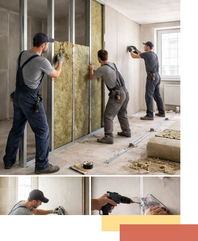 Перегородка из гипсокартона с шумоизоляцией в Аксае — монтаж под ключ