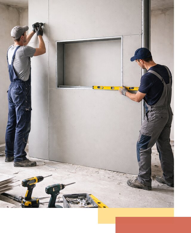 Перегородка из гипсокартона с нишей под декор в Аксае