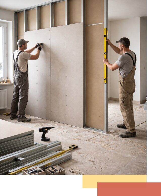 Зонирующая перегородка из гипсокартона под ключ в Аксае