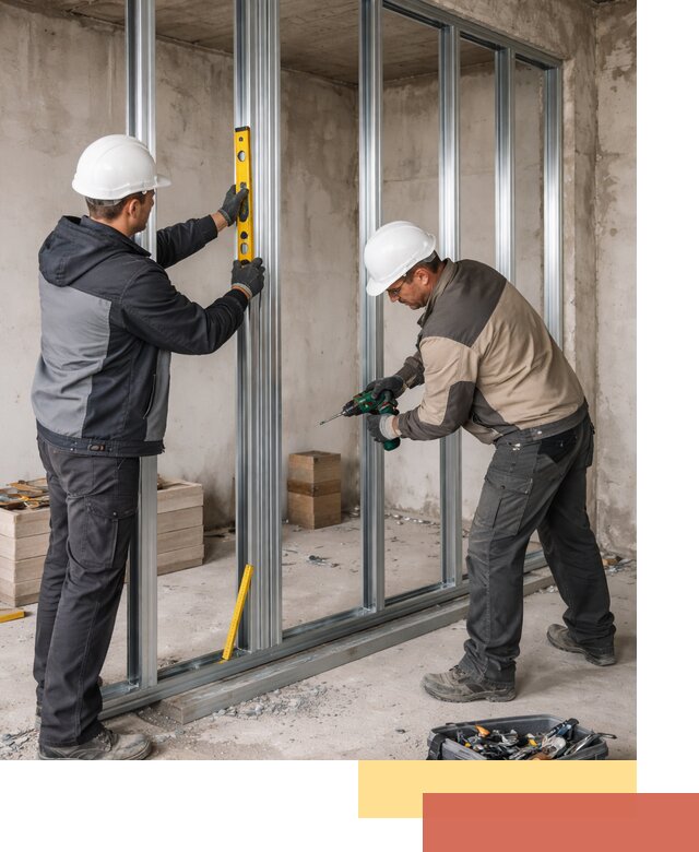 Монтаж каркаса перегородки из профиля в Аксае