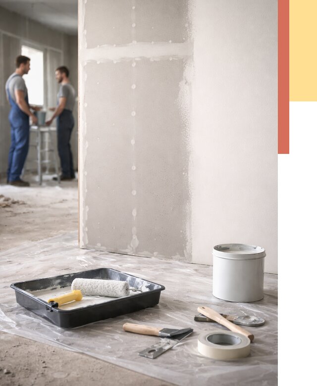 Покраска перегородок из гипсокартона в Аксае от 4571 руб. под ключ | ОТДЕЛОЧНИК-Акс