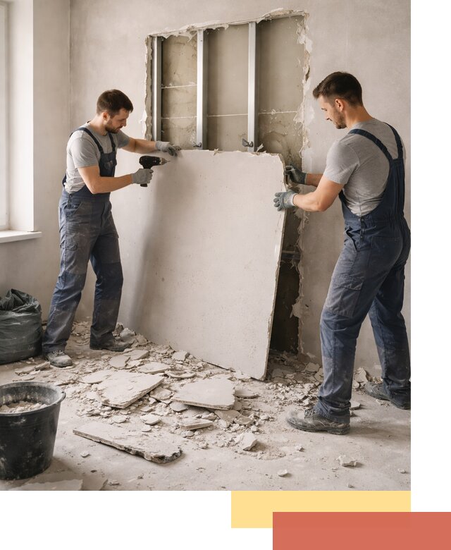 Демонтаж перегородки из гипсокартона в Аксае быстрый и аккуратный