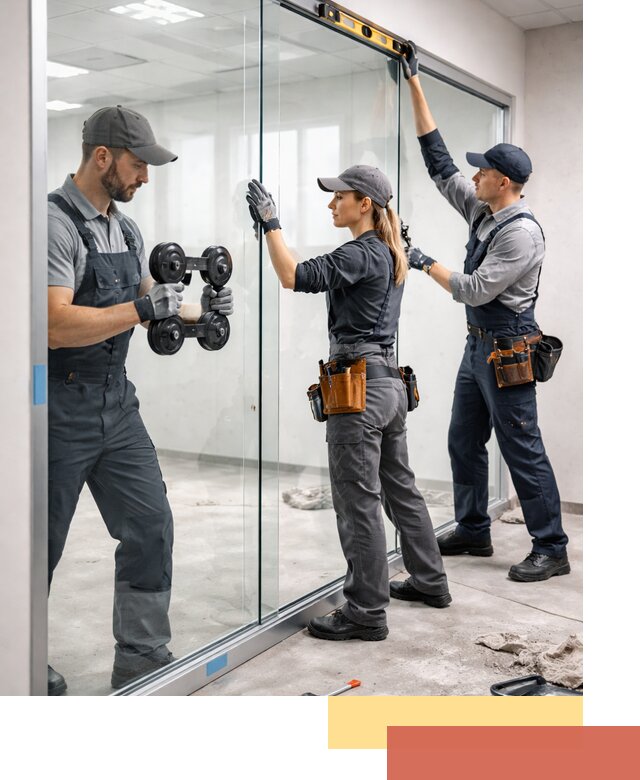 Профессиональный монтаж стеклянных перегородок в Аксае