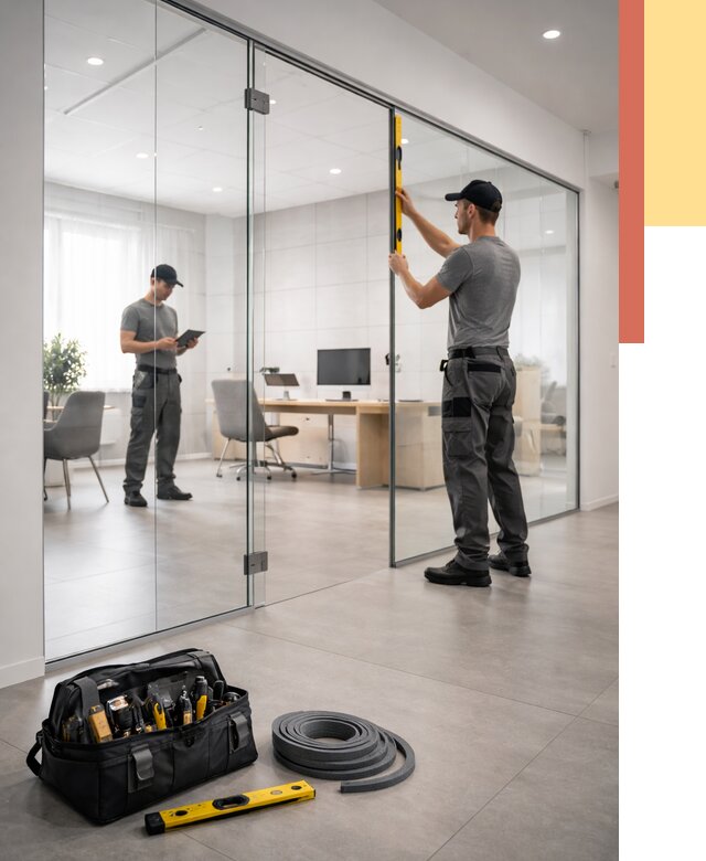 Цельностеклянные перегородки под ключ в Аксае от 9649 руб. — монтаж и цены | ОТДЕЛОЧНИК-Акс