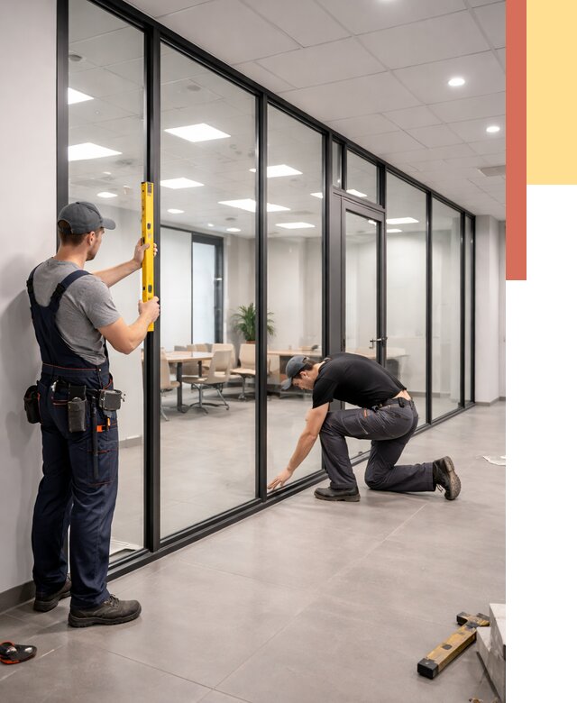 Каркасные стеклянные перегородки в Аксае под ключ от 9344 руб. | ОТДЕЛОЧНИК-Акс