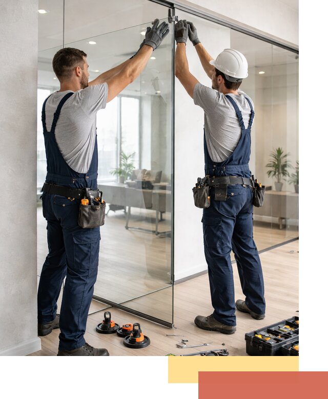 Безрамные стеклянные перегородки под ключ в Аксае