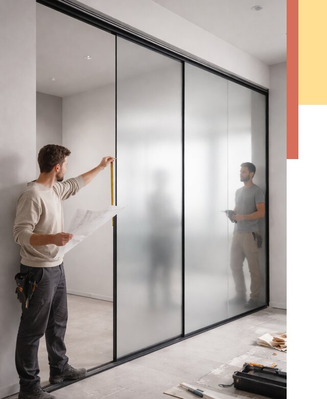 Матовые стеклянные перегородки в Аксае от 8633 руб. — монтаж и установка | ОТДЕЛОЧНИК-Акс