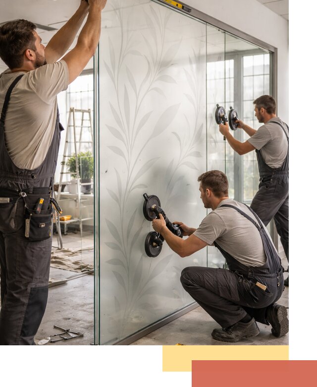 Стеклянные перегородки с рисунком на заказ в Аксае