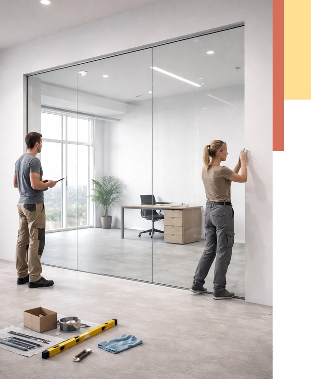 Перегородки из закаленного стекла в Аксае от 9649 руб. под ключ | ОТДЕЛОЧНИК-Акс