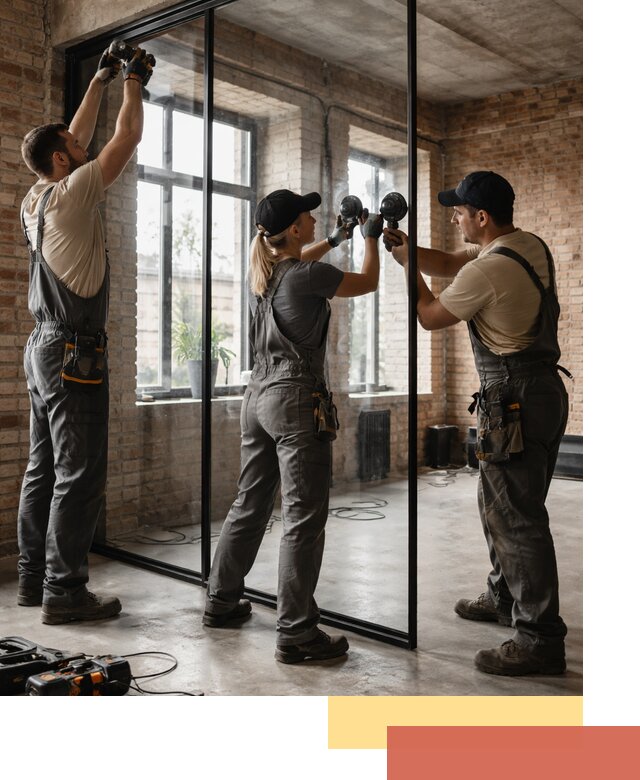 Стеклянные перегородки лофт — изготовление и монтаж в Аксае