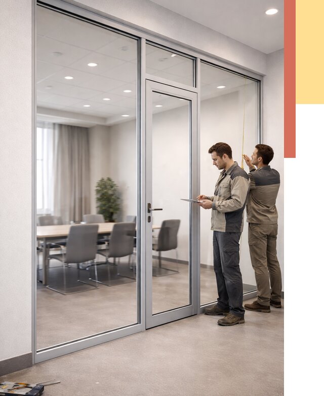 Установка и монтаж алюминиевых перегородок со стеклом в Аксае от 8329 руб. | ОТДЕЛОЧНИК-Акс